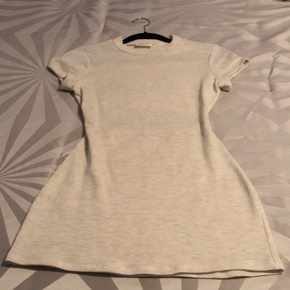 Light Grey Short Sleeve A-Line Dress